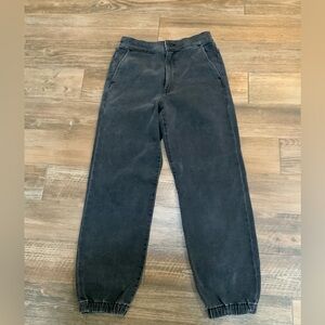 Express Women High Rise Denim Joggers size 6 Washed out Black Jeans Streetwear